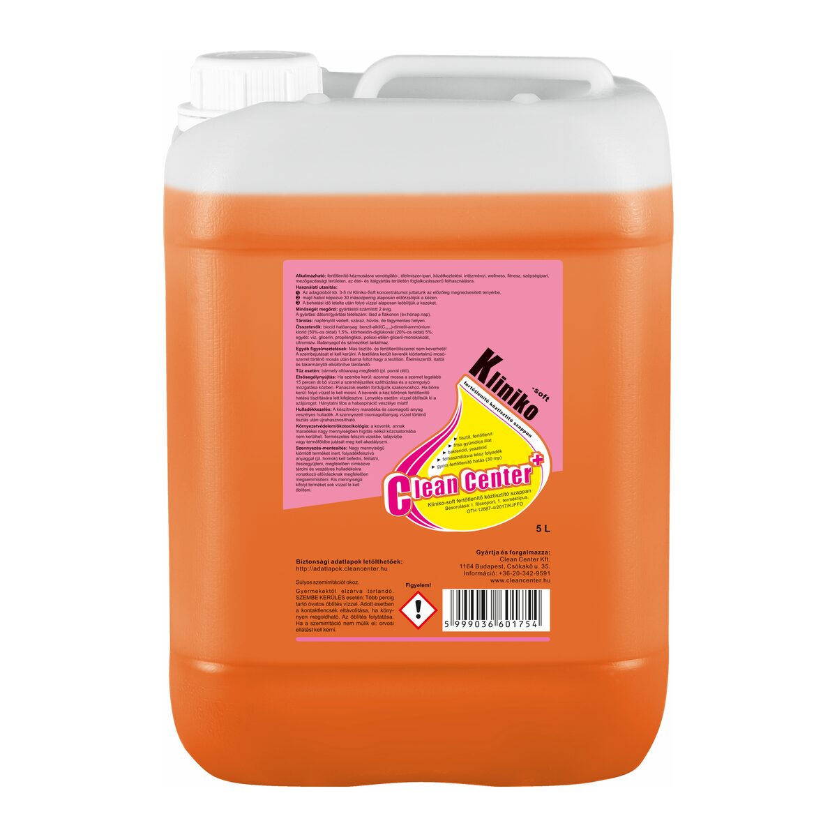 Kliniko-Soft folyékony fertőtlenítő kéztisztító szappan 5 liter