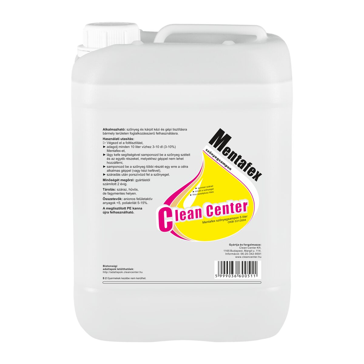 Mentafex szőnyegsampon 5 liter
